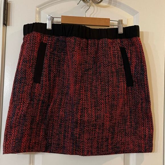 Loft Red & Navy Tween Mini Skirt, Faux Pockets - NWT - L - Picture 2 of 7
